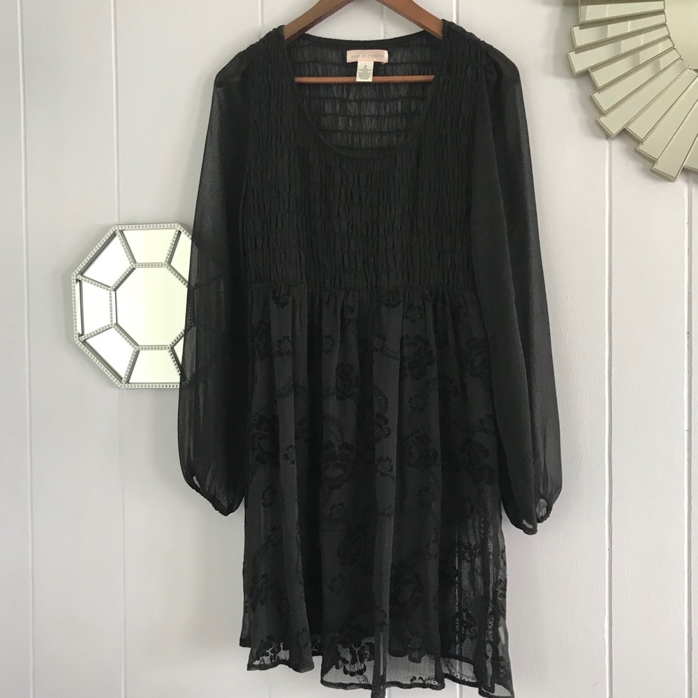 Band of Gypsies Black Sheer Floral Babydoll